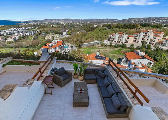 Sea View Boho House With A Panoramic Terrace, 900 M To * Klorakas